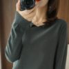 Pullover women 2021 new style pure cotton sweater V-neck knitwear casual solid color ladies top Slim long sleeve hot - Image 3