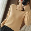 Pullover women 2021 new style pure cotton sweater V-neck knitwear casual solid color ladies top Slim long sleeve hot - Image 4
