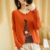 Pullover women's 2021 spring and autumn new cotton sweater casual knitwear V-neck blouse plus size sweater women - Image 2