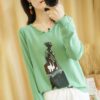Pullover women's 2021 spring and autumn new cotton sweater casual knitwear V-neck blouse plus size sweater women