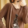 Pullover women's 2021 spring and autumn new cotton sweater casual knitwear V-neck blouse plus size sweater women - Image 4