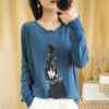 Pullover women's 2021 spring and autumn new cotton sweater casual knitwear V-neck blouse plus size sweater women - Image 5