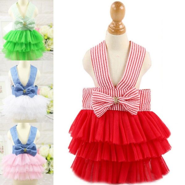 Puppy Pet Dogs Clothes Summer Dog Costume Sling Sweetly Princess Dress Teddy Party Birthday Decor Bow Knot Dress For Small Dog - Image 3