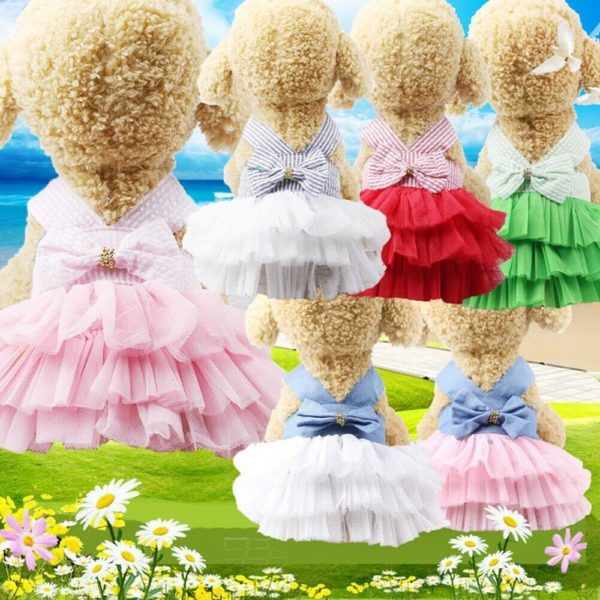 Puppy Pet Dogs Clothes Summer Dog Costume Sling Sweetly Princess Dress Teddy Party Birthday Decor Bow Knot Dress For Small Dog - Image 4