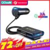 QGEEM 4 USB QC 3.0 Car Charger Quick Charge 3.0 Phone Car Fast Front Back Charger Adapter Car Portable Charger Plug for iPhone