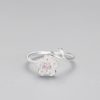 Real 925 Sterling Silver Zircon Enamel Plum Flower Adjustable Ring Elegant Fine Jewelry For Women Romantic Party Bijoux - Image 4