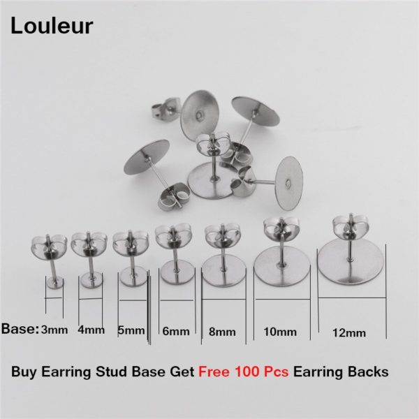 Real Gold Plated Stainless Steel Blank Post Earring Studs Base Pins With Earring Plug Findings Ear Back For DIY Jewelry Making - Image 2