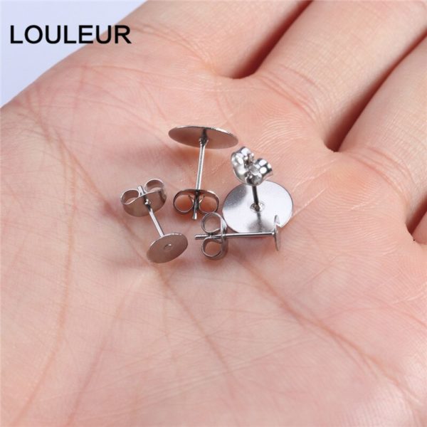 Real Gold Plated Stainless Steel Blank Post Earring Studs Base Pins With Earring Plug Findings Ear Back For DIY Jewelry Making - Image 3