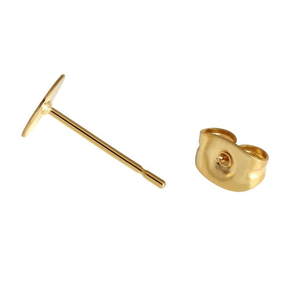 Real Gold Plated Stainless Steel Blank Post Earring Studs Base Pins With Earring Plug Findings Ear Back For DIY Jewelry Making - Image 5