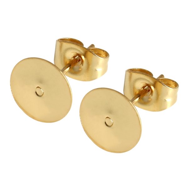 Real Gold Plated Stainless Steel Blank Post Earring Studs Base Pins With Earring Plug Findings Ear Back For DIY Jewelry Making - Image 6