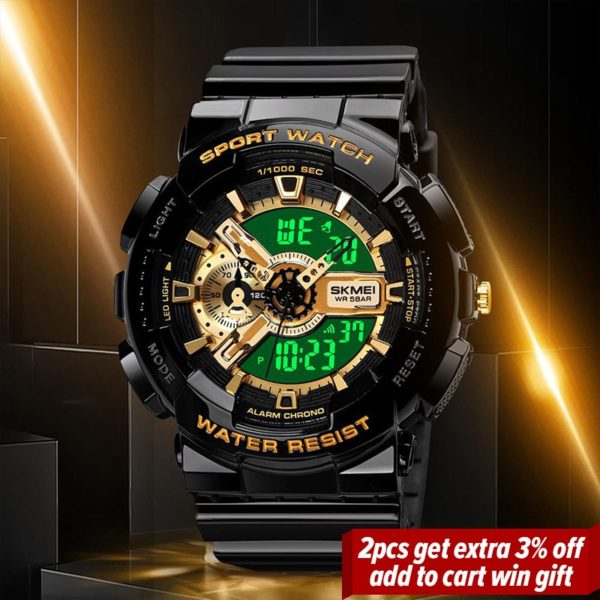 SKMEI Youth Fashion Digital Watch Men Shockproof Waterproof Dual Wristwatches LED Chrono Alarm Clock Mens Watches Cool Hour 1688 - Image 2