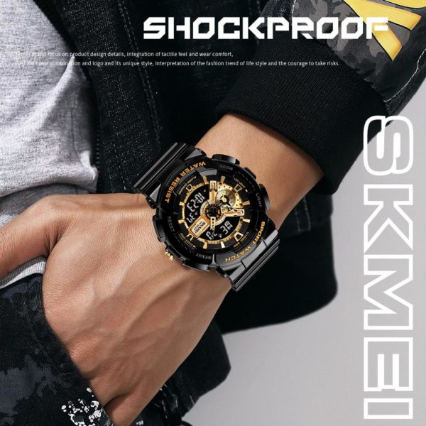 SKMEI Youth Fashion Digital Watch Men Shockproof Waterproof Dual Wristwatches LED Chrono Alarm Clock Mens Watches Cool Hour 1688 - Image 5