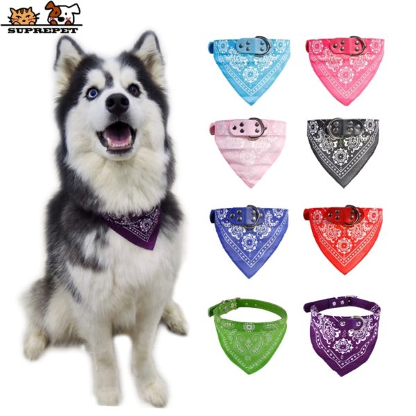 SUPREPET Cute Adjustable Small Dog Collars Puppy Pet Slobber Towel Outdoor Cat Collar Print Scarf Design Dog Collar Neckerchief - Image 2