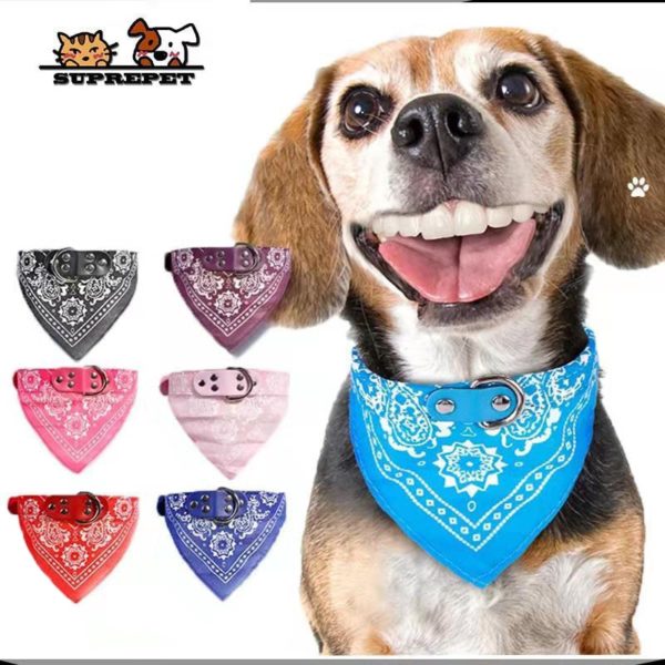 SUPREPET Cute Adjustable Small Dog Collars Puppy Pet Slobber Towel Outdoor Cat Collar Print Scarf Design Dog Collar Neckerchief