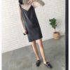 SWYIVY New Women's Leather Dress Casual 2019 New V-neck PU Leather Dresses Black Sexy Female Over Ankle Shorts Dress - Image 4