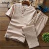 (Shirt trousers) New Arrival Summer Style Men Cotton and Linen Shirts High Quality Fashion Casual Solid Men's Shirts M-5XL