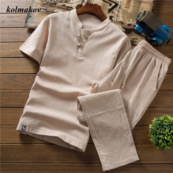 (Shirt trousers) New Arrival Summer Style Men Cotton and Linen Shirts High Quality Fashion Casual Solid Men's Shirts M-5XL