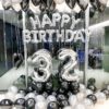 Silver Black Style Foil Letter Number Balloons Baby Shower Helium Ballon Happy Birthday Kids Adult Party Decoration Supplies