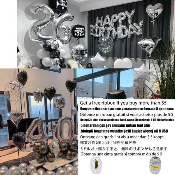 Silver Black Style Foil Letter Number Balloons Baby Shower Helium Ballon Happy Birthday Kids Adult Party Decoration Supplies - Image 6