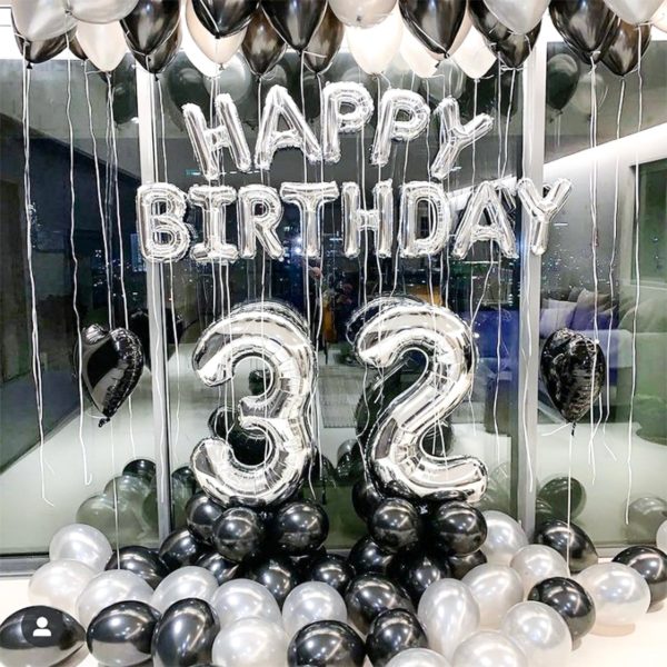 Silver Black Style Foil Letter Number Balloons Baby Shower Helium Ballon Happy Birthday Kids Adult Party Decoration Supplies