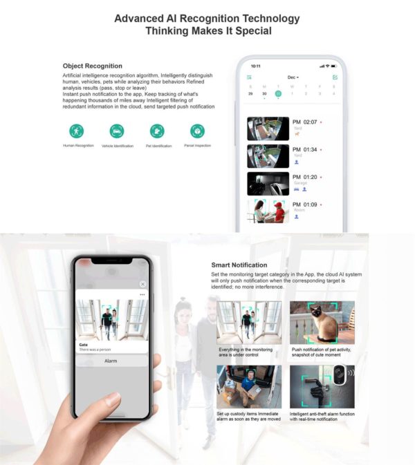 Smart Battery Camera IP Cloud Storage 1080p Wire-Free Security CCTV with AI Inside IP65 Watherproof Outdoor PIR APP Alarm Push - Image 6