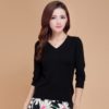Solid color fashion women's short wool sweater autumn and winter V-neck pullover cashmere long-sleeved sweater 2019 new - Image 2