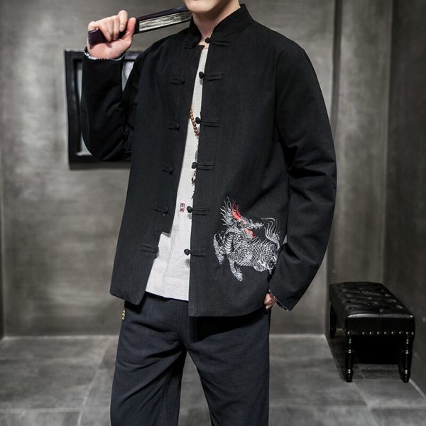 Tang suit men's Han suit antique suit cotton and linen Chinese tunic suit Chinese youth coat spring and autumn - Image 3