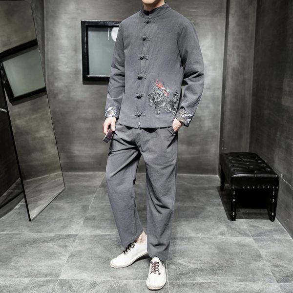 Tang suit men's Han suit antique suit cotton and linen Chinese tunic suit Chinese youth coat spring and autumn - Image 4