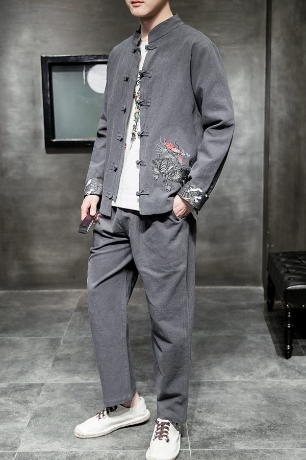 Tang suit men's Han suit antique suit cotton and linen Chinese tunic suit Chinese youth coat spring and autumn - Image 6