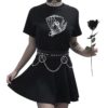 The Three skateboard skeleton Graphic Tee Punk Style Skull Cool Grunge Unisex T-Shirt Hallowmas tee Gift Black Women T-Shirt - Image 4