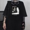 The Three skateboard skeleton Graphic Tee Punk Style Skull Cool Grunge Unisex T-Shirt Hallowmas tee Gift Black Women T-Shirt - Image 5