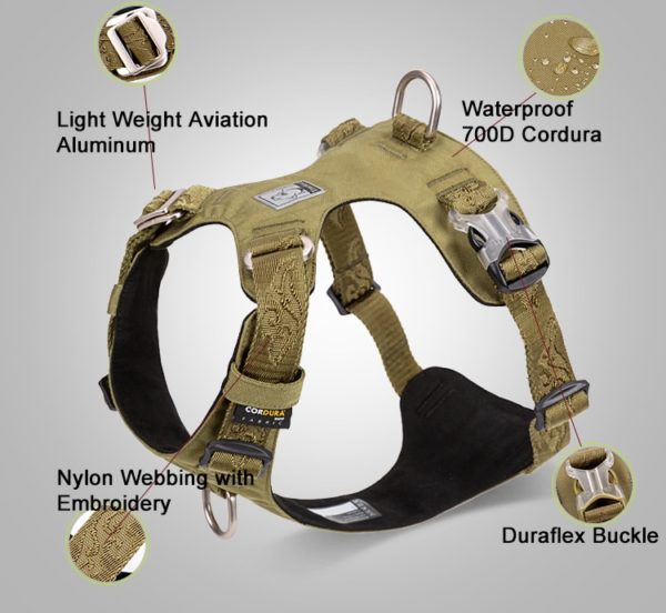 Truelove Dog Light Weight Harness Adjustable Outdoor Pet Medium Small Large Adjustable Outdoor Tactical Military Service TLH6281 - Image 6