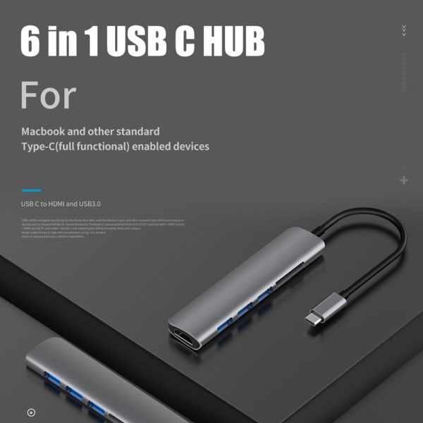 USB 3.1 Type-C Hub To HDMI Adapter 4K Thunderbolt 3 USB C Hub with Hub 3.0 TF SD Reader Slot PD for MacBook Pro/Air/Huawei Mate - Image 2