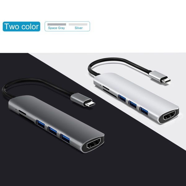 USB 3.1 Type-C Hub To HDMI Adapter 4K Thunderbolt 3 USB C Hub with Hub 3.0 TF SD Reader Slot PD for MacBook Pro/Air/Huawei Mate - Image 3