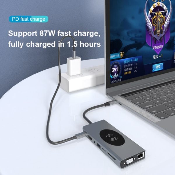 USB C HUB Type C to USB 3.0 HUB HDMI-compatible for MacBook Pro Huawei Mate 30 USB-C Splitter Type C HUB phone wireless Charger - Image 4