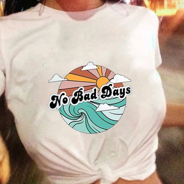 Vacation Beach T Shirt Summer White Tee The Best Surfing Women's Retro Style T Shirt Casual Oversized Tee - Image 3