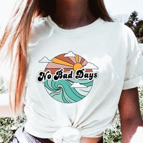 Vacation Beach T Shirt Summer White Tee The Best Surfing Women's Retro Style T Shirt Casual Oversized Tee - Image 4