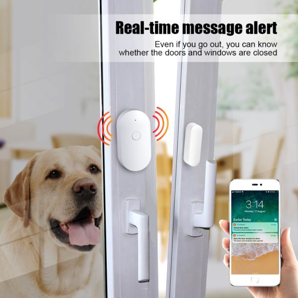 WIFI Door Window Sensor Tuya Smart Home Independent Wireless Security Alarm Works with Alexa Notification Open or Closed No Hub - Image 2