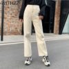 WITHZZ Spring Autumn Wide-leg Jeans Women's High-waist Denim Pants Retro Loose Droop Straight Trousers Jeans