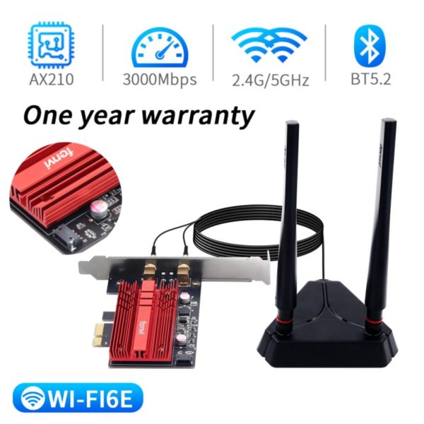 Wi-Fi 6E Intel AX210 Dual Band PCIe Wireless Wifi Network Adapter 2.4G/5G/6Ghz 2400M Wi-Fi Card Bluetooth 5.2 PCI Express Wlan - Image 3