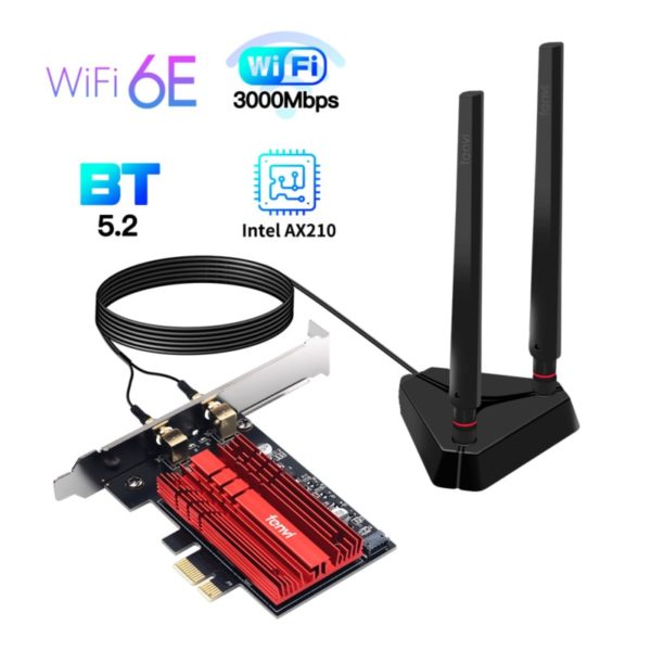 Wi-Fi 6E Intel AX210 Dual Band PCIe Wireless Wifi Network Adapter 2.4G/5G/6Ghz 2400M Wi-Fi Card Bluetooth 5.2 PCI Express Wlan