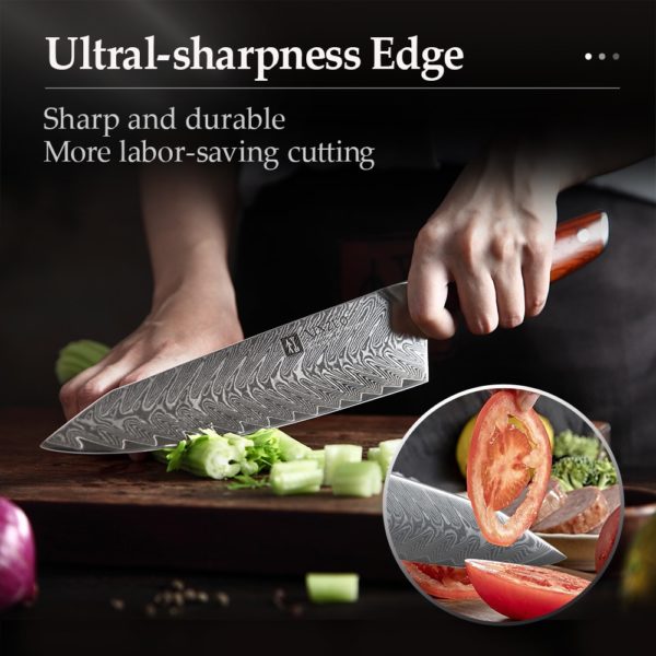 XINZUO 8.5 inches Chef Knife Japanese VG10 Damascus Kitchen Knives Stainless Steel Slicing Meat Cooking Knife Rosewood Handle - Image 5