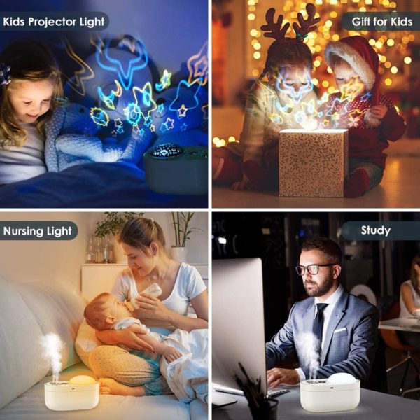 YAJIAO 1000ML Projector Air Humidifier Aroma Diffuser 4000 mAh Battery Rechargeable with Night Light for Baby Bedroom Office - Image 2