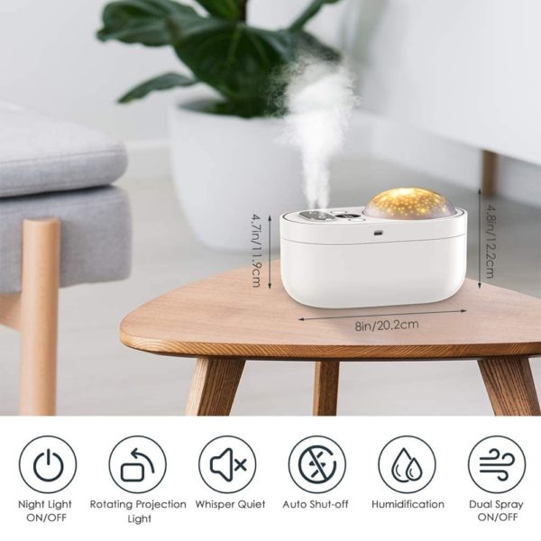 YAJIAO 1000ML Projector Air Humidifier Aroma Diffuser 4000 mAh Battery Rechargeable with Night Light for Baby Bedroom Office - Image 3