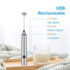 YAJIAO USB Rechargeable Blender Milk Frother Handheld Electric Mixer Foam Maker Stainless Whisk 3 Speed for Coffee Cappuccino - Image 4
