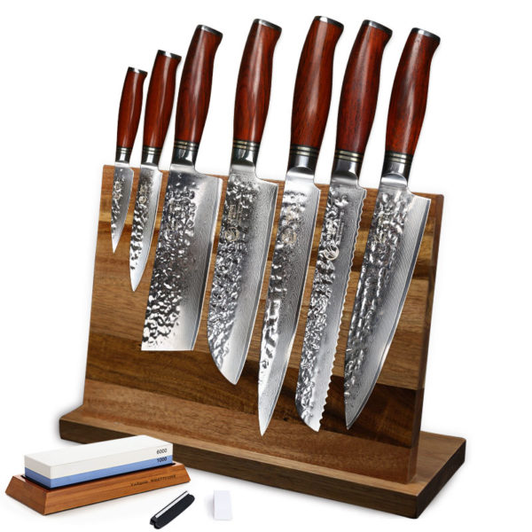 YARENH Professional Chef Knife Set - Kitchen Magnetic Knife Holder - Japanese Damascus Stainless Steel Knives Sets - Chef's Gift