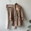 Yeeloca Spring New Style Plaid Suit Coat Women's Casual Loose Double Breasted Notched Coat Office Lady Straight Long Sleeve Top