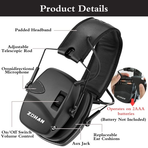 ZOHAN Electronic Shooting Ear Protection Sound Amplification Anti-noise Earmuffs Professional Hunting Ear Defender Outdoor Sport - Image 5