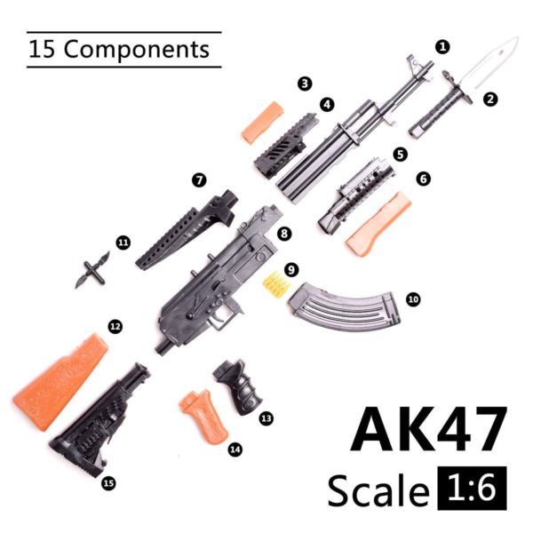 1/6 Scale AK47 Rifle Toy Gun Model Assembly Puzzles Building Bricks Gun Soldier Weapon For Action Figures - Image 3