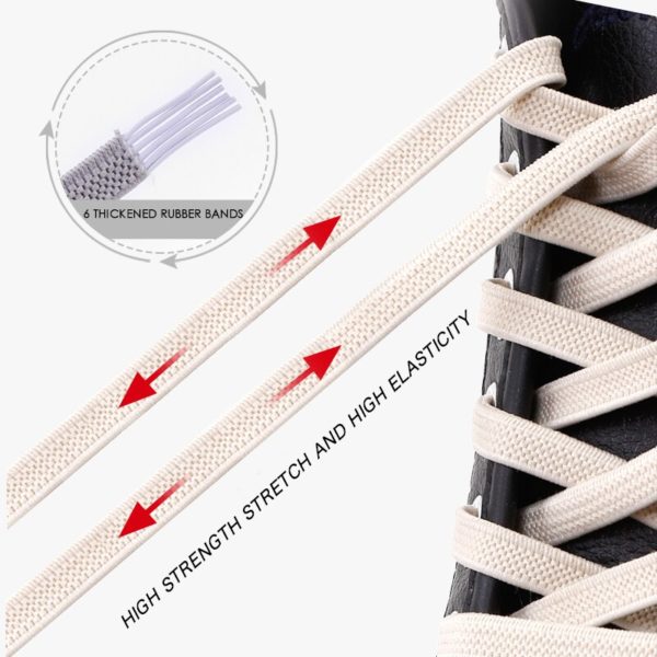 1 Pair Elastic Shoelaces No Tie Shoe laces Outdoor Leisure Sneakers Quick Safety Flat Shoe lace Kids And Adult Unisex Lazy laces - Image 4